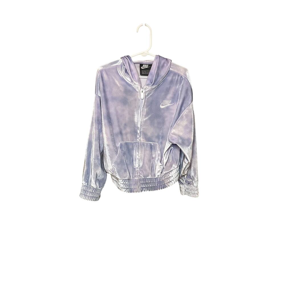 Nike Girls Velour Full Zip Hooded Jacket Lavender 4-5 Years